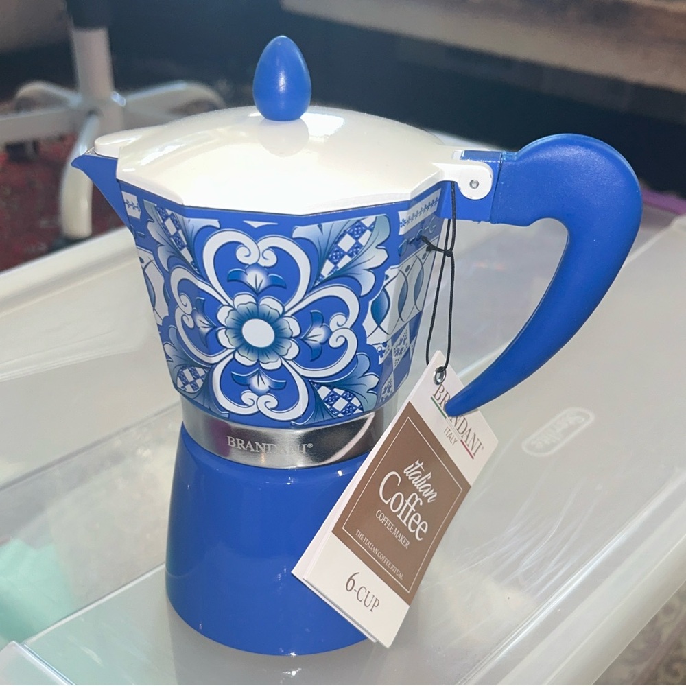 Blue Floral Coffee Maker